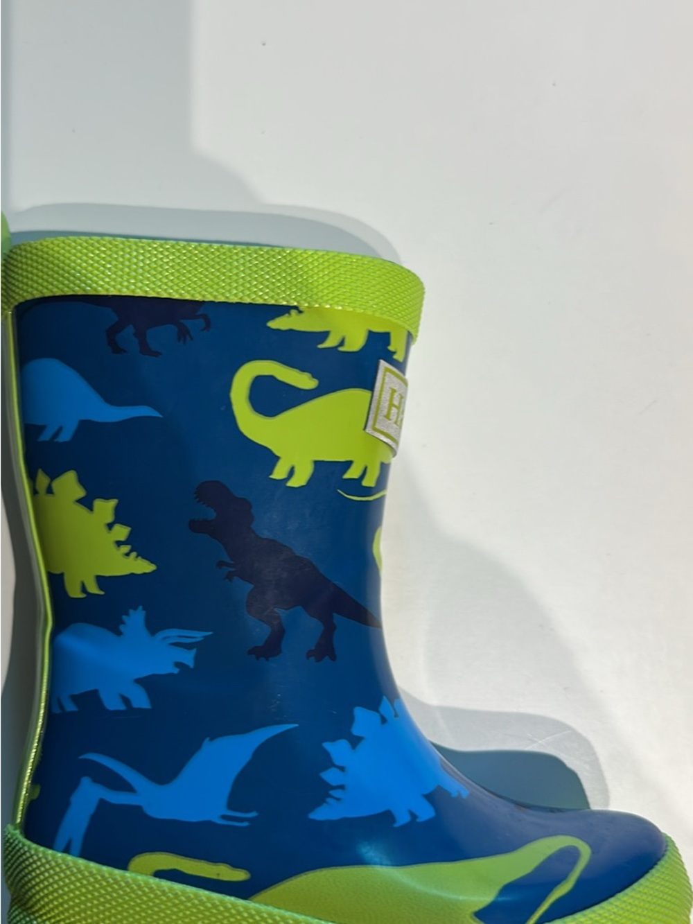 Hatley Blue and Lime Dinosaur Rain Boots